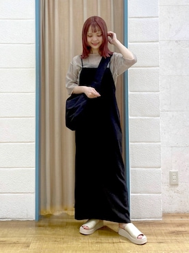 「155㎝コーデ」｜「アイテム（ワンピース）」を使った、りみさん（レディース・155cm）の春コーディネート