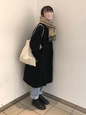 「UNIQLO（ユニクロ）のエクストラファインメリノリブタートルネックセーター（長袖）（ニット/セーター）」を使った、babaroachamさん（レディース・151cm）の冬コーディネート