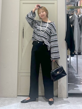 「LOWRYS FARM（ローリーズファーム）のパールタレンネックレス　249411（ネックレス）」を使った、いそまるさん（レディース・168cm・20代）の秋コーディネート