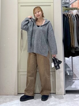 「LOWRYS FARM（ローリーズファーム）のメランジフードニットプルオーバー  581131（ニット/セーター）」を使った、いそまるさん（レディース・168cm）の秋コーディネート