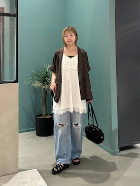 「ショルダーバッグ」｜「アイテム（ワンピース）」を使った、いそまるさん（レディース・168cm）の夏コーディネート