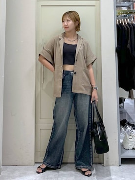 「アイテム（ボストンバッグ）」を使った、いそまるさん（レディース・168cm）の夏コーディネート