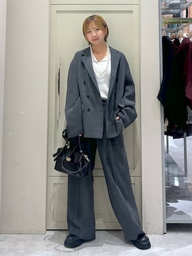 「LOWRYS FARM（ローリーズファーム）のパールタレンネックレス　249411（ネックレス）」を使った、いそまるさん（レディース・168cm・20代）の秋コーディネート