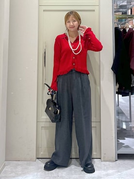 「LOWRYS FARM（ローリーズファーム）のパールタレンネックレス　249411（ネックレス）」を使った、いそまるさん（レディース・168cm・20代）の秋コーディネート