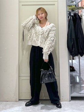 「LOWRYS FARM（ローリーズファーム）のパールタレンネックレス　249411（ネックレス）」を使った、いそまるさん（レディース・168cm）の秋コーディネート