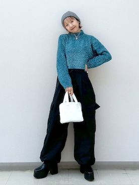 「PAGEBOY（ページボーイ）のニットビーニー（ニットキャップ/ビーニー）」を使った、いそまるさん（レディース・168cm）の冬コーディネート