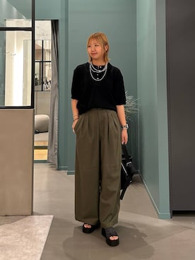 「LOWRYS FARM（ローリーズファーム）のステンレスロングネックレス　605355（ネックレス、シルバー系）」を使った、いそまるさん（レディース・168cm）の春コーディネート