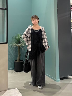 「LOWRYS FARM（ローリーズファーム）の３ＷＡＹリュック 1068935（バックパック/リュック、ブラック系）」を使った、いそまるさん（レディース・168cm）の秋コーディネート