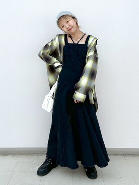 「PAGEBOY（ページボーイ）のオンブレチェックルーズシャツ（シャツ/ブラウス）」を使った、いそまるさん（レディース・168cm）の秋コーディネート