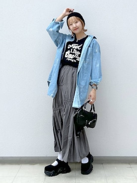 「PAGEBOY（ページボーイ）のニットビーニー（ニットキャップ/ビーニー）」を使った、いそまるさん（レディース・168cm）の春コーディネート