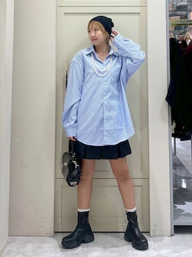 「LOWRYS FARM（ローリーズファーム）のパールタレンネックレス　249411（ネックレス）」を使った、いそまるさん（レディース・168cm・20代）の秋コーディネート