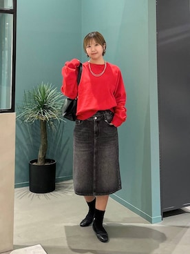 「LOWRYS FARM（ローリーズファーム）の【500mlペットボトル収納可】フラップショルダーＢＡＧ 1046881（ショルダーバッグ、ブラック系）」を使った、いそまるさん（レディース・168cm）の秋コーディネート