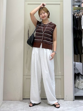 「着痩せ」｜「アイテム（アクセサリー）」を使った、いそまるさん（レディース・168cm）の夏コーディネート