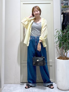 「LOWRYS FARM（ローリーズファーム）のスタイルＵＰクロスカップキャミ　100757（Tシャツ/カットソー）」を使った、いそまるさん（レディース・168cm）の夏コーディネート