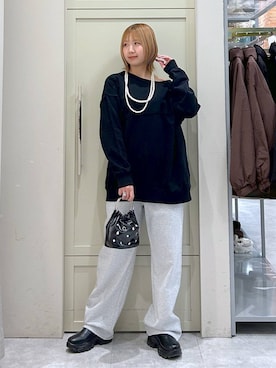 「LOWRYS FARM（ローリーズファーム）のパールタレンネックレス　249411（ネックレス）」を使った、いそまるさん（レディース・168cm）の冬コーディネート