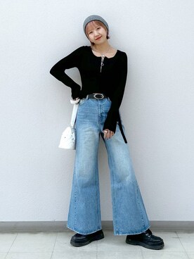 「PAGEBOY（ページボーイ）のニットビーニー（ニットキャップ/ビーニー）」を使った、いそまるさん（レディース・168cm）の冬コーディネート