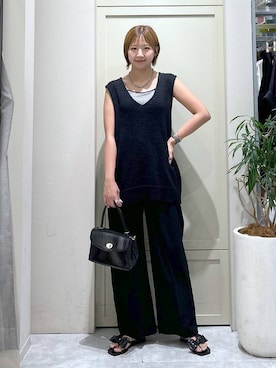 「骨格ウェーブ」｜「アイテム（ベスト）」を使った、いそまるさん（レディース・168cm）の夏コーディネート