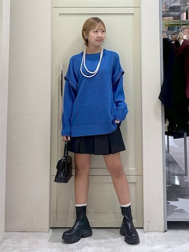 「LOWRYS FARM（ローリーズファーム）のパールタレンネックレス　249411（ネックレス）」を使った、いそまるさん（レディース・168cm・20代）の秋コーディネート