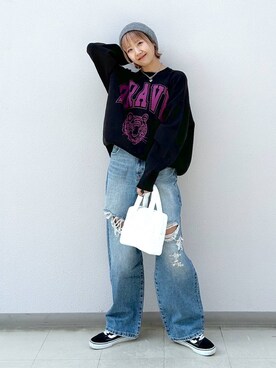 「PAGEBOY（ページボーイ）のニットビーニー（ニットキャップ/ビーニー）」を使った、いそまるさん（レディース・168cm）の秋コーディネート