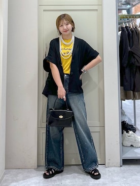 「LOWRYS FARM（ローリーズファーム）のパールタレンネックレス　249411（ネックレス）」を使った、いそまるさん（レディース・168cm・20代）の夏コーディネート