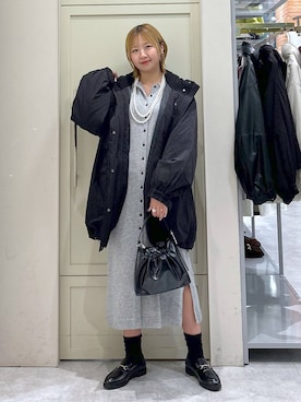 「LOWRYS FARM（ローリーズファーム）のパールタレンネックレス　249411（ネックレス）」を使った、いそまるさん（レディース・168cm）の冬コーディネート