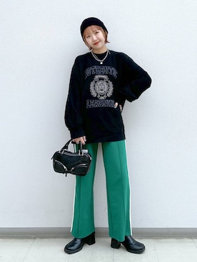 「ジャージーパンツ」｜「アイテム（アクセサリー）」を使った、いそまるさん（レディース・168cm）の冬コーディネート