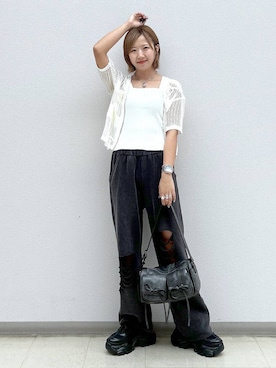 「スニーカー特集」｜「アイテム（アクセサリー）」を使った、いそまるさん（レディース・168cm）の夏コーディネート