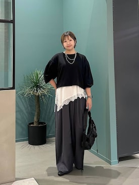 「LOWRYS FARM（ローリーズファーム）のポインテッドシューズ　1049430（パンプス、ブラック系）」を使った、いそまるさん（レディース・168cm）の秋コーディネート