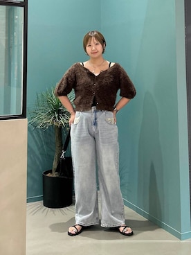 「LOWRYS FARM（ローリーズファーム）の【500mlペットボトル収納可】フラップショルダーＢＡＧ 1046881（ショルダーバッグ、ブラック系）」を使った、いそまるさん（レディース・168cm）の夏コーディネート
