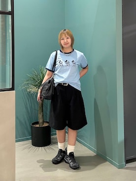 「LOWRYS FARM（ローリーズファーム）のステンレスBIGチェーンネックレス　249405（ネックレス、ブルー系）」を使った、いそまるさん（レディース・168cm）の夏コーディネート