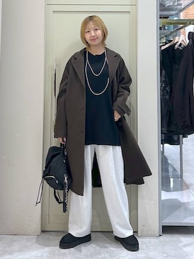 「アイテム（チェスターコート）」を使った、いそまるさん（レディース・168cm）の秋コーディネート