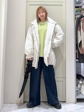 「アイテム（ネックレス、ベージュ系）」を使った、いそまるさん（レディース・168cm）の冬コーディネート