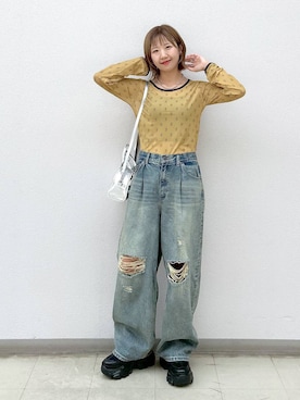 「PAGEBOY（ページボーイ）のレトロボストンBAG（ショルダーバッグ）」を使った、いそまるさん（レディース・168cm）の秋コーディネート