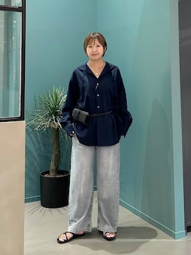 「LOWRYS FARM（ローリーズファーム）のＴＯＰモチーフステンレスネックレス 1050283（ネックレス、シルバー系）」を使った、いそまるさん（レディース・168cm）の秋コーディネート