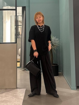 「LOWRYS FARM（ローリーズファーム）のステンレスロングネックレス　605355（ネックレス、シルバー系）」を使った、いそまるさん（レディース・168cm）の春コーディネート