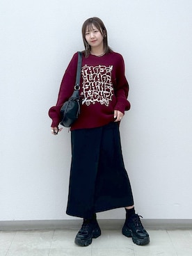 「スニーカー特集」｜いそまるさん（レディース・168cm）の冬コーディネート