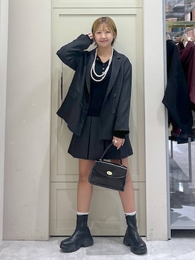 「LOWRYS FARM（ローリーズファーム）のパールタレンネックレス　249411（ネックレス）」を使った、いそまるさん（レディース・168cm・20代）の秋コーディネート