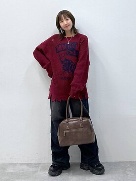 「Anui（アニュイ）のアイテム（アクセサリー）」を使った、いそまるさん（レディース・168cm）の冬コーディネート