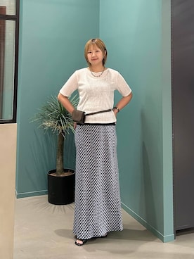 「LOWRYS FARM（ローリーズファーム）のラインストーンプルオーバーＳＳ 1045217（Tシャツ/カットソー、ホワイト系）」を使った、いそまるさん（レディース・168cm）の夏コーディネート