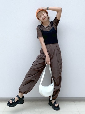 「スポサン」｜「アイテム（スラックス）」を使った、いそまるさん（レディース・168cm）の夏コーディネート