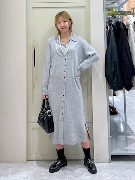 「LOWRYS FARM（ローリーズファーム）のパールタレンネックレス　249411（ネックレス）」を使った、いそまるさん（レディース・168cm）の冬コーディネート