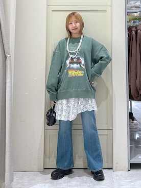 「LOWRYS FARM（ローリーズファーム）のパールタレンネックレス　249411（ネックレス）」を使った、いそまるさん（レディース・168cm）の冬コーディネート