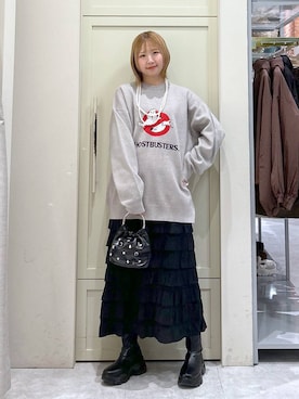 「LOWRYS FARM（ローリーズファーム）のパールタレンネックレス　249411（ネックレス）」を使った、いそまるさん（レディース・168cm）の冬コーディネート