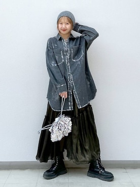 「PAGEBOY（ページボーイ）のニットビーニー（ニットキャップ/ビーニー）」を使った、いそまるさん（レディース・168cm）の冬コーディネート