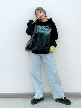 「PAGEBOY（ページボーイ）のニットビーニー（ニットキャップ/ビーニー）」を使った、いそまるさん（レディース・168cm）の冬コーディネート