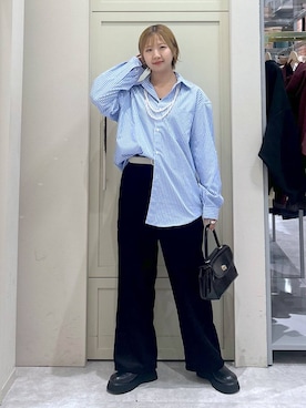 「LOWRYS FARM（ローリーズファーム）のパールタレンネックレス　249411（ネックレス）」を使った、いそまるさん（レディース・168cm・20代）の秋コーディネート