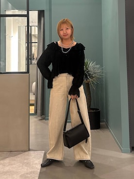 「LOWRYS FARM（ローリーズファーム）のＵＳＡベーシックタンク　267044（タンクトップ、ブラック系）」を使った、いそまるさん（レディース・168cm）の春コーディネート