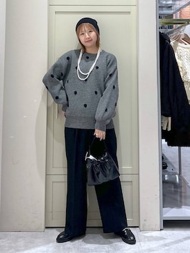 「LOWRYS FARM（ローリーズファーム）のパールタレンネックレス　249411（ネックレス）」を使った、いそまるさん（レディース・168cm・20代）の冬コーディネート