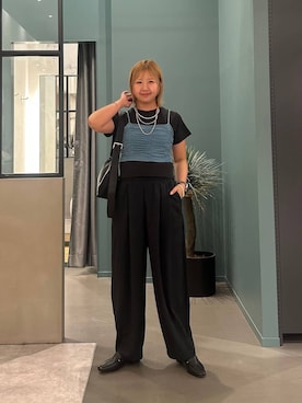 「LOWRYS FARM（ローリーズファーム）のステンレスロングネックレス　605355（ネックレス、シルバー系）」を使った、いそまるさん（レディース・168cm）の春コーディネート