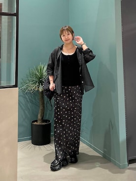「LOWRYS FARM（ローリーズファーム）のＴＯＰモチーフステンレスネックレス 1050283（ネックレス、シルバー系）」を使った、いそまるさん（レディース・168cm）の夏コーディネート